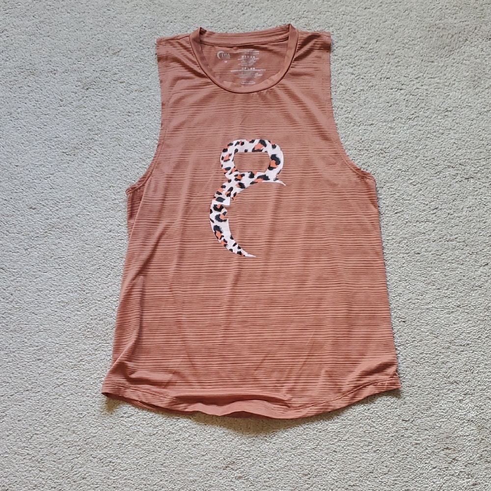 Zyia Women's Sleeveless Top in Rust with Leopard Print